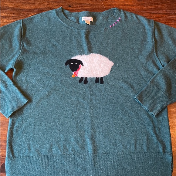 SUNDANCE Green Sheep Sweater “I Love Ewe” Design Size S Small Wool Blend - Picture 7 of 16